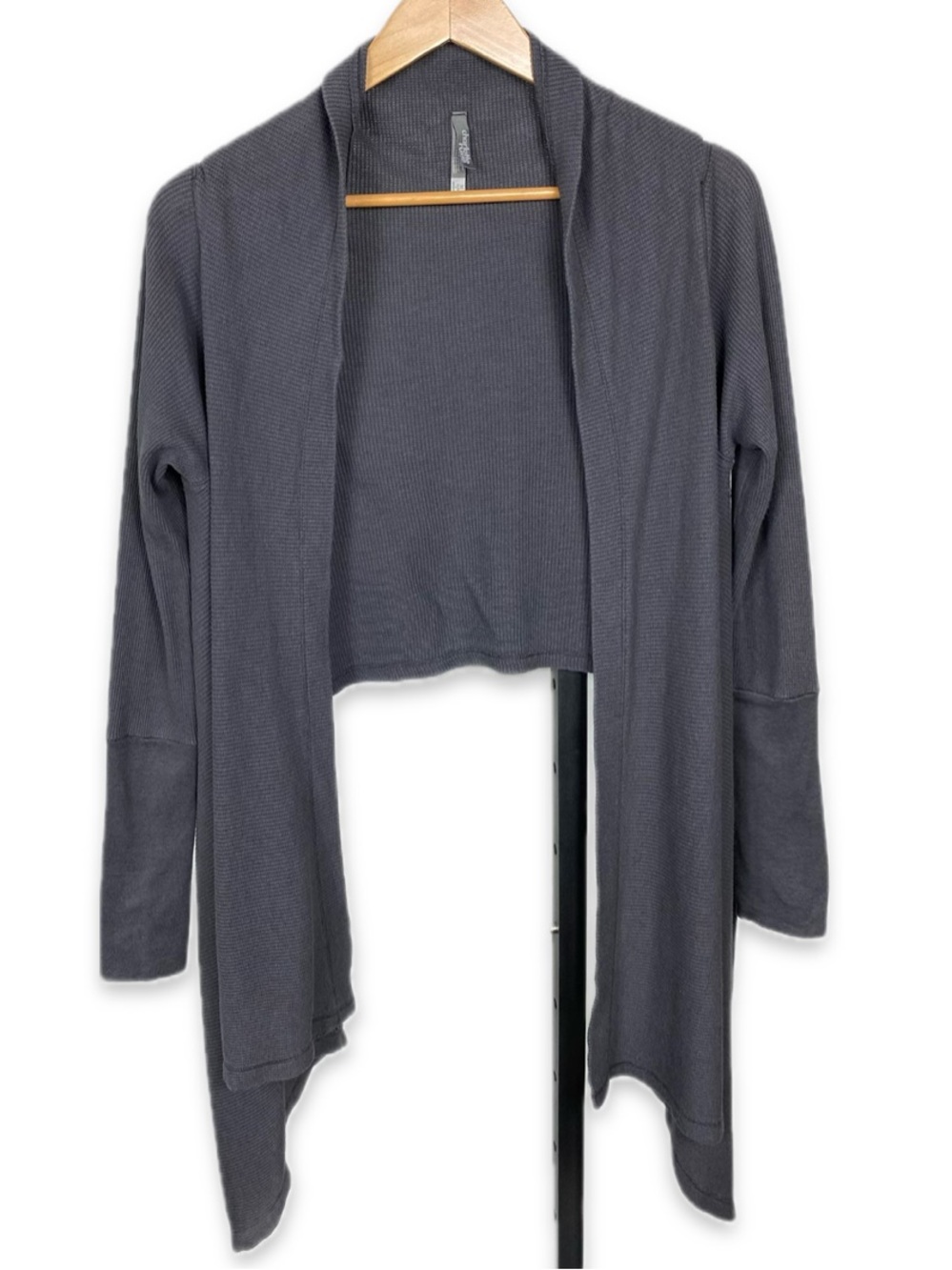 Charlotte Russe Gray Ribbed Open Front Cardigan Lightweight Draped Sweater